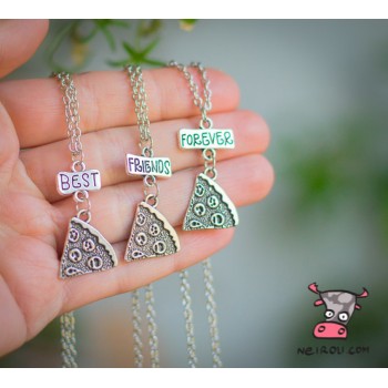Кулон для троих друзей "Best Friends Forever. Пицца. Цена за набор